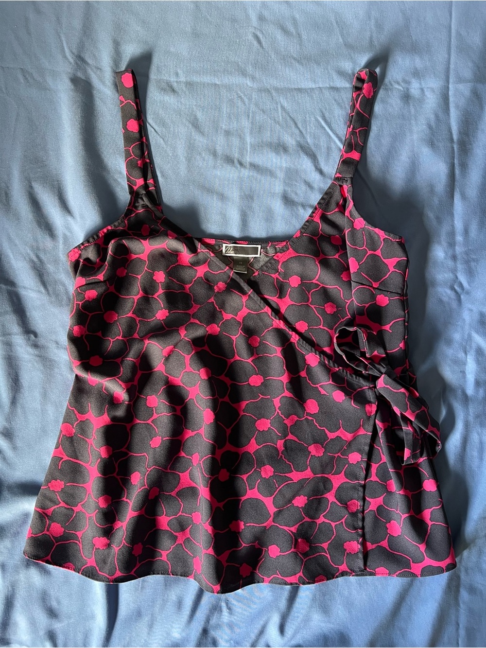 Chelsea28 Black Tank Top with Pink Floral Print XS